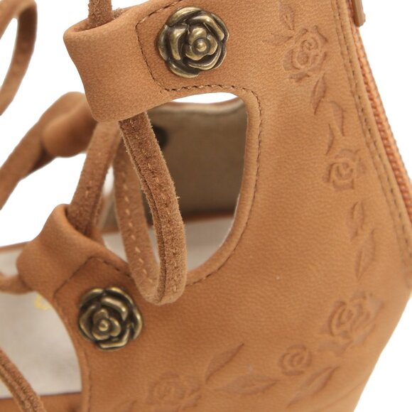 NWT Axes Femme Camel Brown Lace-Up Sandals - Picture 4 of 6